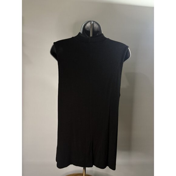 Jennifer Lopez Black Sleeveless Keyhole Neckline Choker Cut Top Tunic Collar Med - Picture 5 of 16